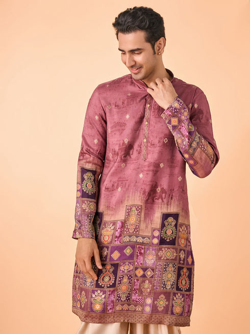 Manyavar Rust Fiesta Elegance Kurta Patiala
