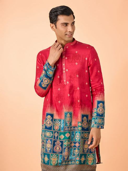 Manyavar Radiant Red Kurta Patiala