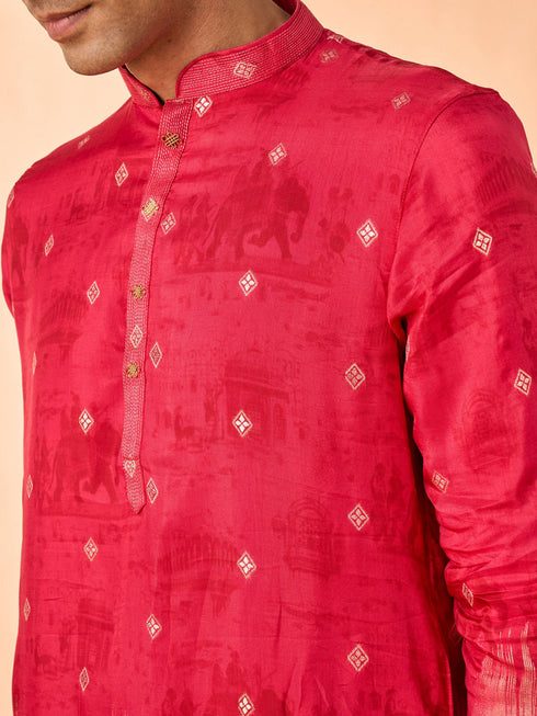 Manyavar Radiant Red Kurta Patiala