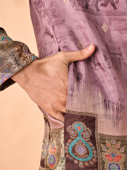 Manyavar Brown Elegance Kurta Patiala