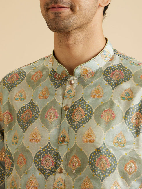 Manyavar Green Elegance Kurta Patiala