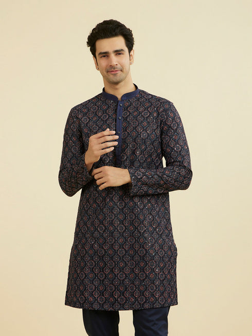 Manyavar Elegant Dark Blue Kurta Pant