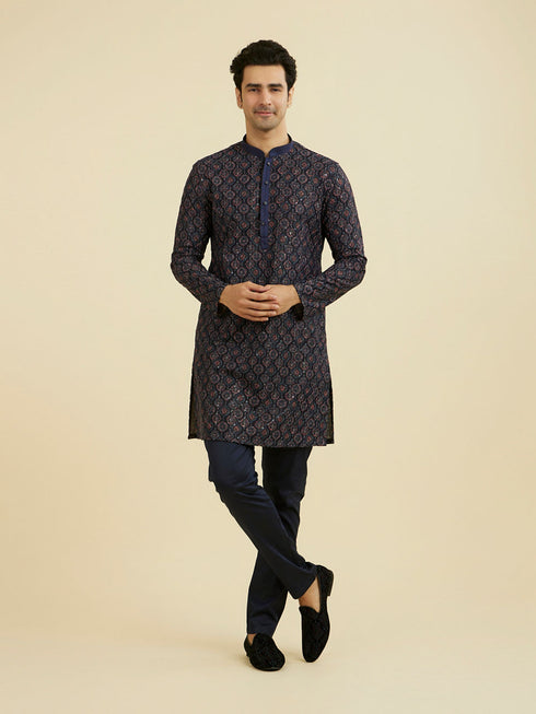 Manyavar Elegant Dark Blue Kurta Pant