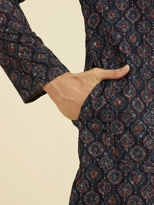 Manyavar Elegant Dark Blue Kurta Pant