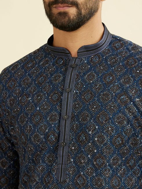 Manyavar Mid Blue Charisma Kurta Pajama