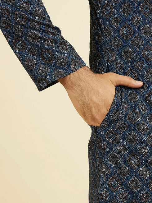 Manyavar Mid Blue Charisma Kurta Pajama