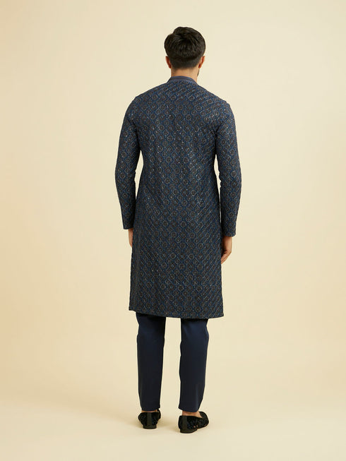 Manyavar Mid Blue Charisma Kurta Pajama