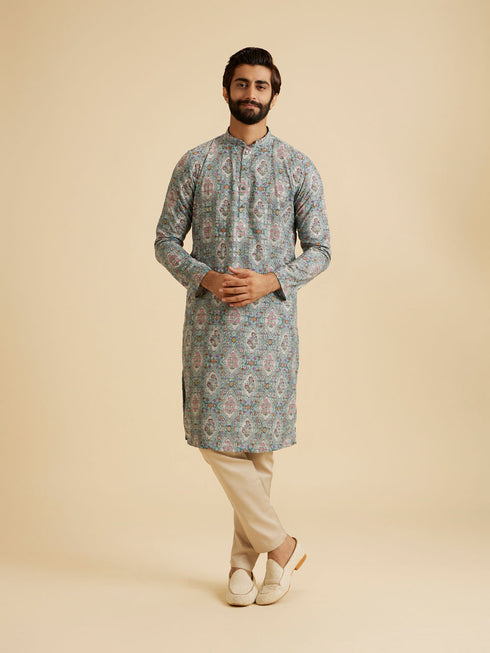 Manyavar Aqua Green Exquisite Kurta Pajama