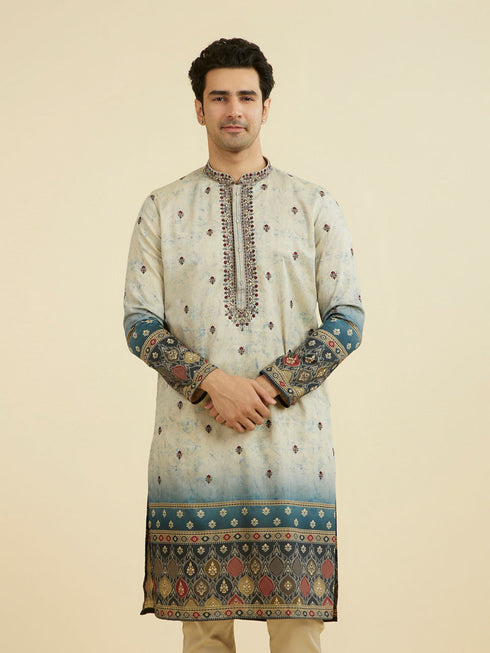 Manyavar Greyish Blue Kurta Pajama