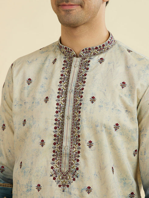 Manyavar Greyish Blue Kurta Pajama