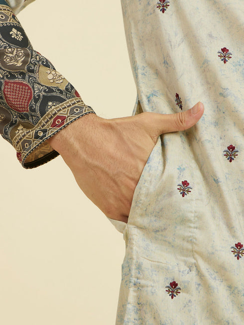 Manyavar Greyish Blue Kurta Pajama