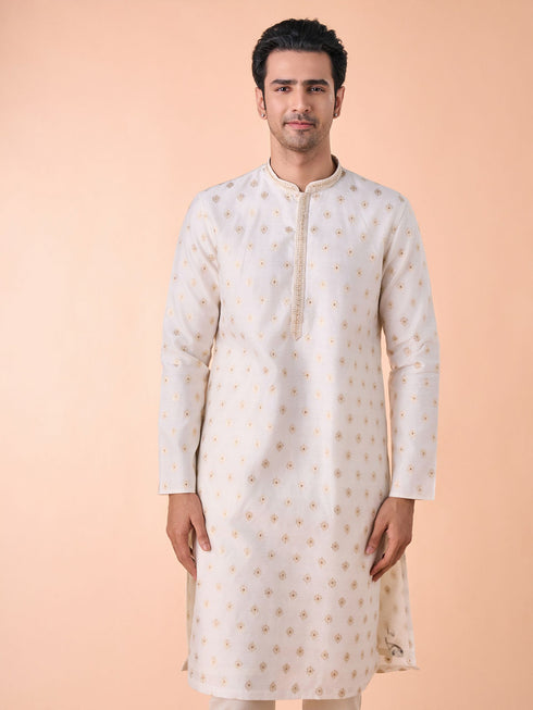 Manyavar Elegant Cream Kurta Pajama