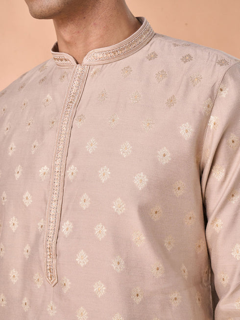 Manyavar Elegant Beige Kurta Pajama Set