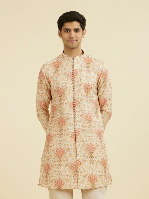 Manyavar Peach Kurta Pant Set