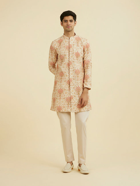 Manyavar Peach Kurta Pant Set