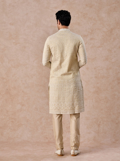 Manyavar Glittering Gold Kurta Pajama
