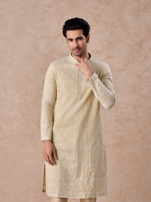 Manyavar Glittering Gold Kurta Pajama