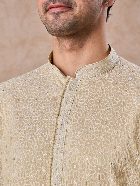 Manyavar Glittering Gold Kurta Pajama