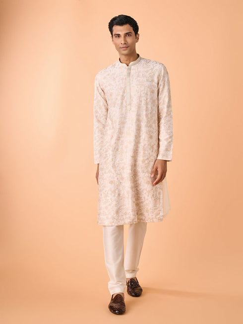 Manyavar Cream Delight Kurta Pajama