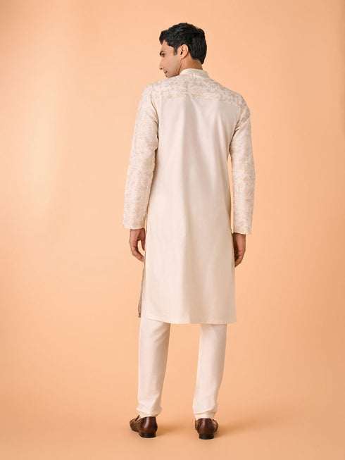 Manyavar Cream Delight Kurta Pajama