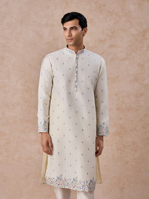 Manyavar Warm White Kurta Pajama