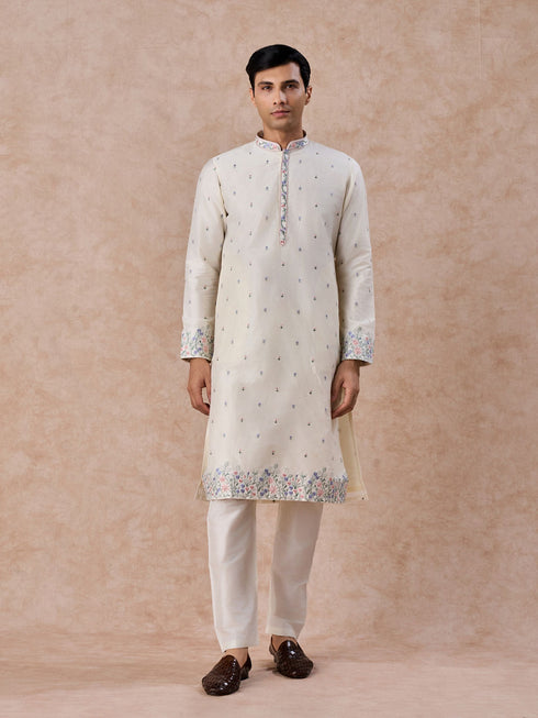 Manyavar Warm White Kurta Pajama