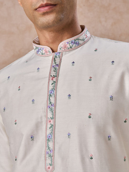 Manyavar Warm White Kurta Pajama