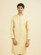 Manyavar Beige Brocade Elegance Kurta Pajama