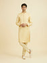 Manyavar Beige Brocade Elegance Kurta Pajama