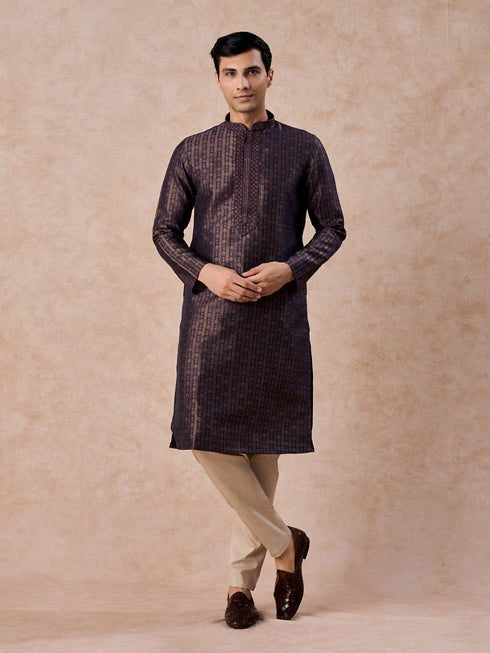 Manyavar Elegant Dark Blue Kurta Pajama