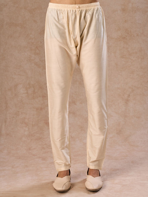 Manyavar Cream Elegance Kurta Pajama