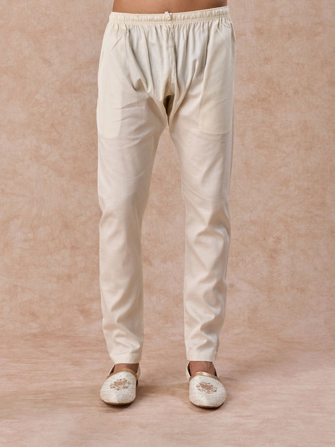 Manyavar Regal Cream Georgette Kurta Pajama