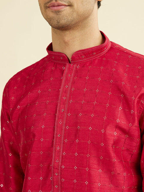 Manyavar Festive Red Kurta Pajama Set