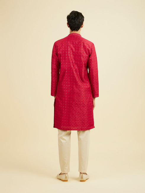 Manyavar Festive Red Kurta Pajama Set
