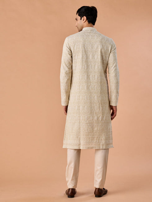 Manyavar Pista Green Elegance Kurta Pajama