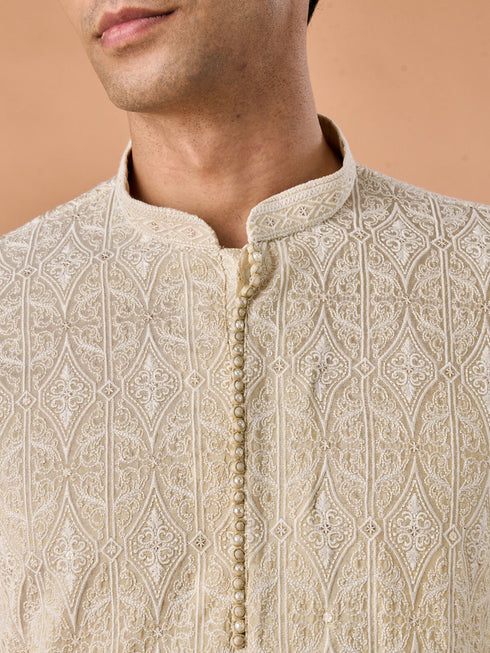 Manyavar Pista Green Elegance Kurta Pajama