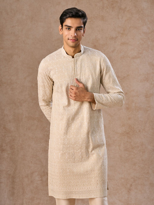 Manyavar Glistening Gold Kurta Pajama