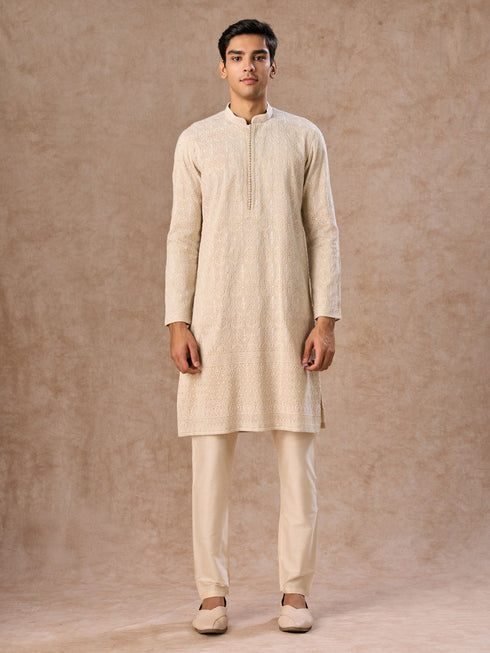 Manyavar Glistening Gold Kurta Pajama