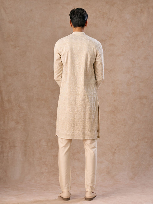 Manyavar Glistening Gold Kurta Pajama