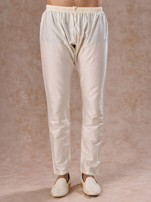 Manyavar Radiant Cream Lilac Kurta Pajama
