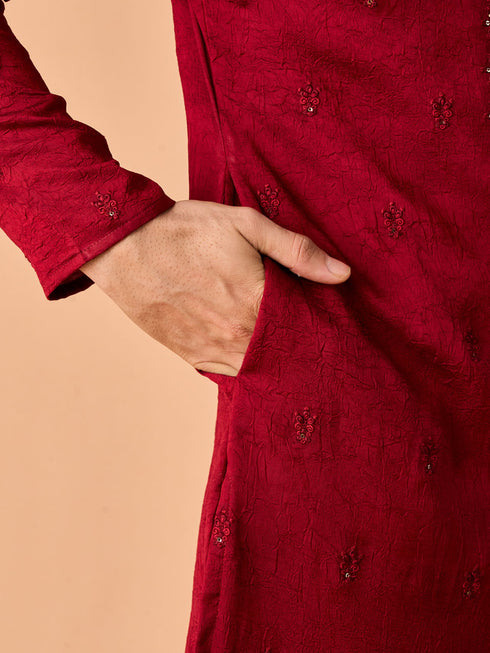 Manyavar Maroon Glory Kurta Pajama