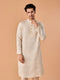 Manyavar Satin Elegance Cream Kurta Pajama
