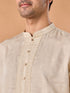 Manyavar Satin Elegance Cream Kurta Pajama