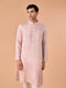 Manyavar Pink Satin Kurta Pajama