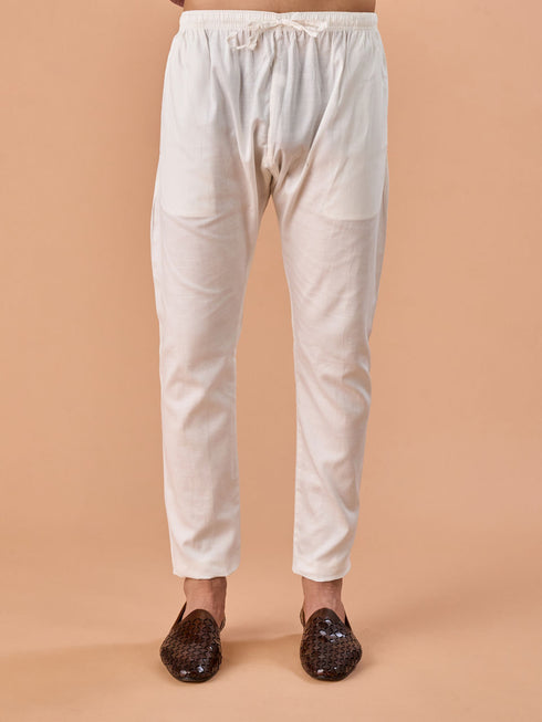 Manyavar Pink Satin Kurta Pajama