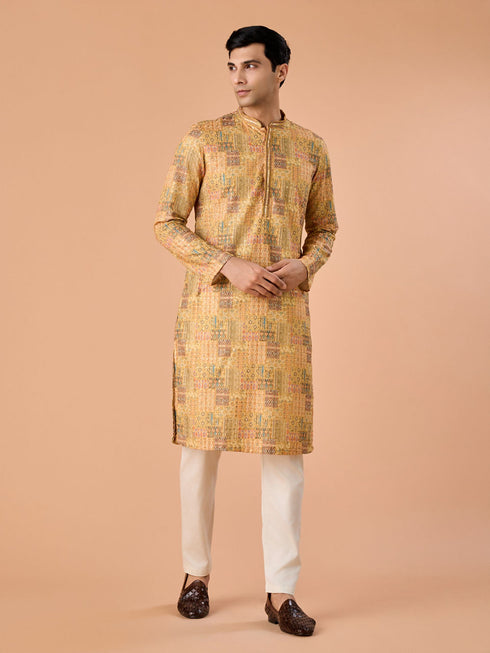 Manyavar Mustard Majesty Kurta Pajama
