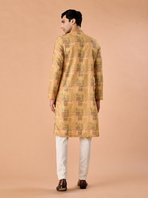 Manyavar Mustard Majesty Kurta Pajama