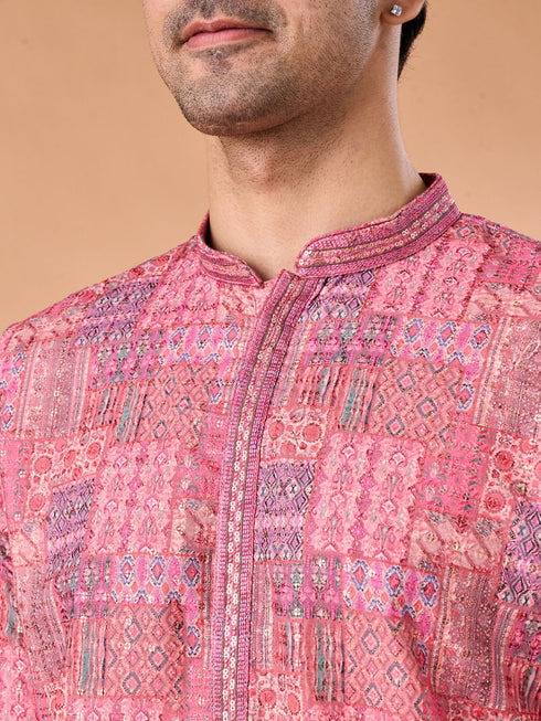 Manyavar Pink Charm Kurta Pajama