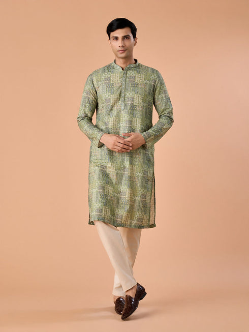 Manyavar Light Mid Green Kurta Pajama