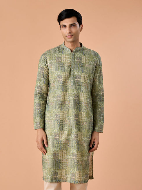 Manyavar Light Mid Green Kurta Pajama